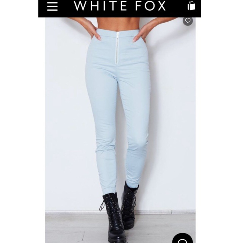 Baby Blue High Waisted Zipper Pants